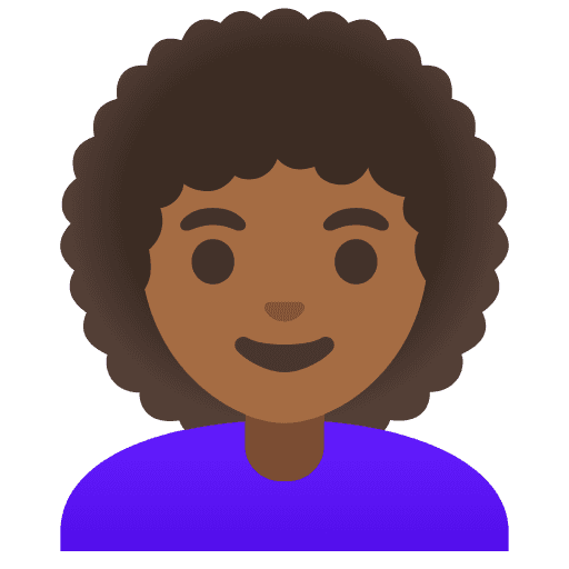 Woman: Medium-dark Skin Tone, Curly Hair