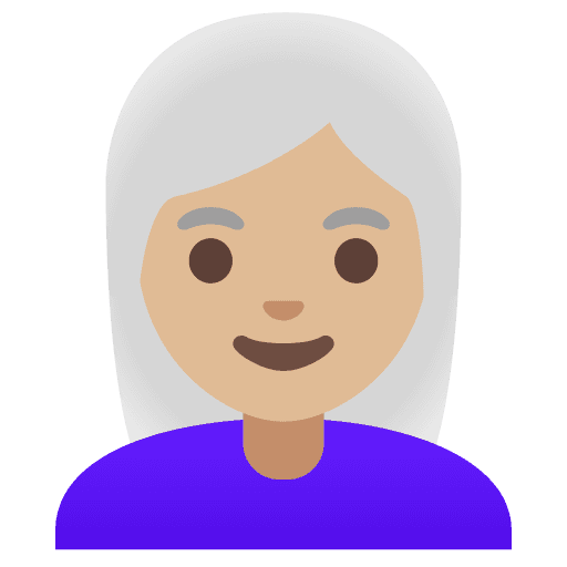 Woman: Medium-light Skin Tone, White Hair