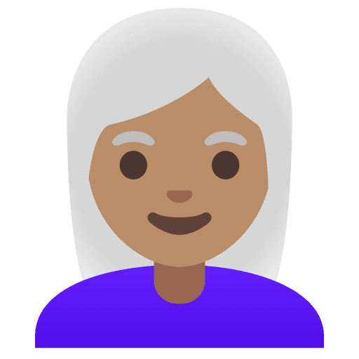 Woman: Medium Skin Tone, White Hair
