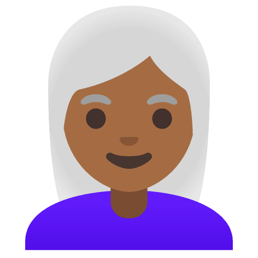Woman: Medium-dark Skin Tone, White Hair