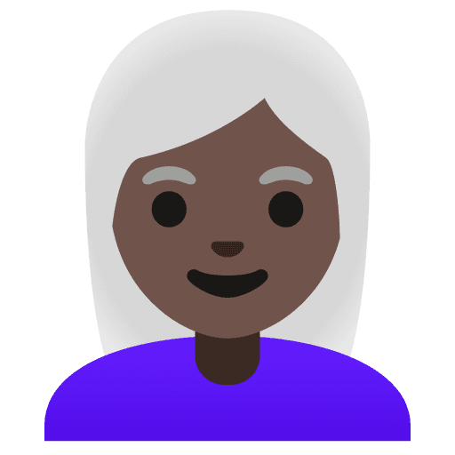 Woman: Dark Skin Tone, White Hair