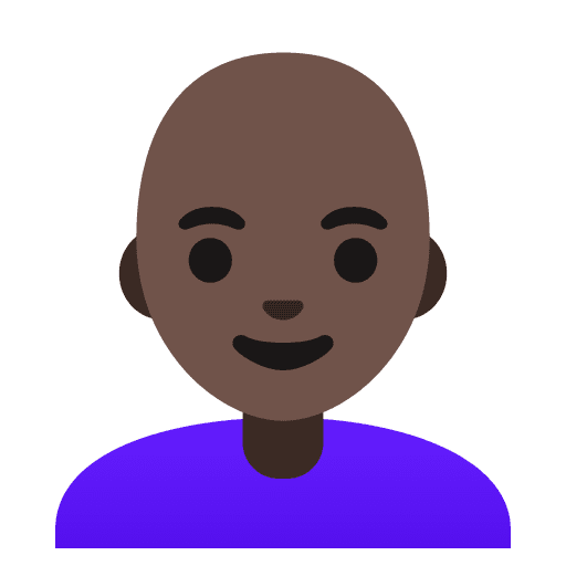 Woman: Dark Skin Tone, Bald