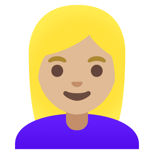 Woman: Medium-light Skin Tone, Blond Hair