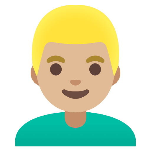 Man: Medium-light Skin Tone, Blond Hair