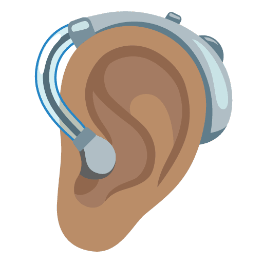 Ear with Hearing Aid: Medium Skin Tone