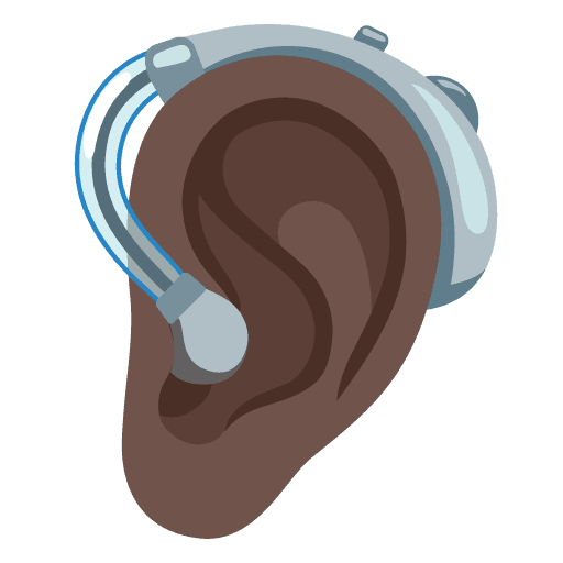 Ear with Hearing Aid: Dark Skin Tone