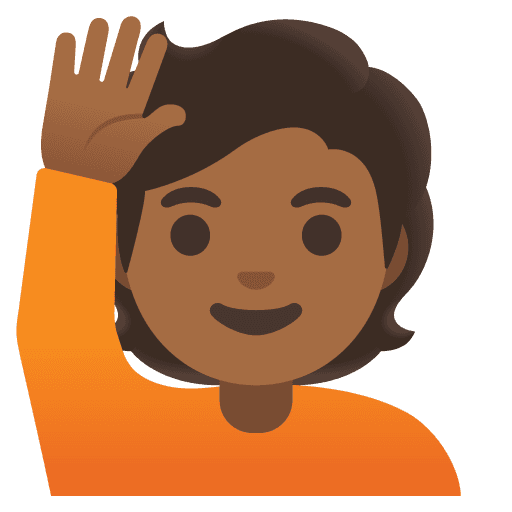 Person Raising Hand: Medium-dark Skin Tone