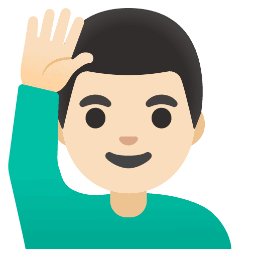 Man Raising Hand: Light Skin Tone