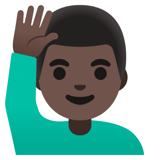 Man Raising Hand: Dark Skin Tone