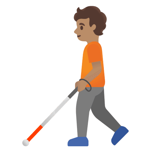 Person with White Cane: Medium Skin Tone