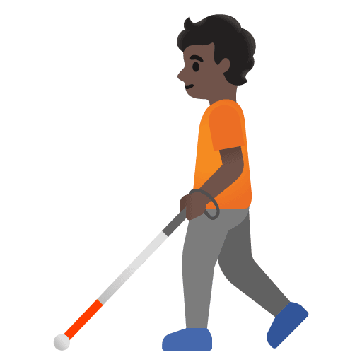 Person with White Cane: Dark Skin Tone
