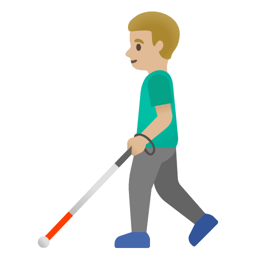 Man with White Cane: Medium-light Skin Tone