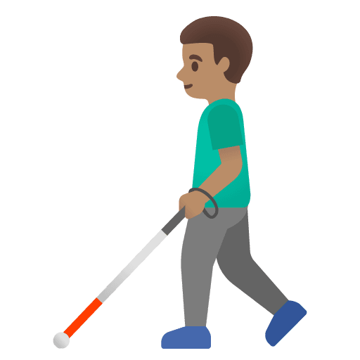 Man with White Cane: Medium Skin Tone