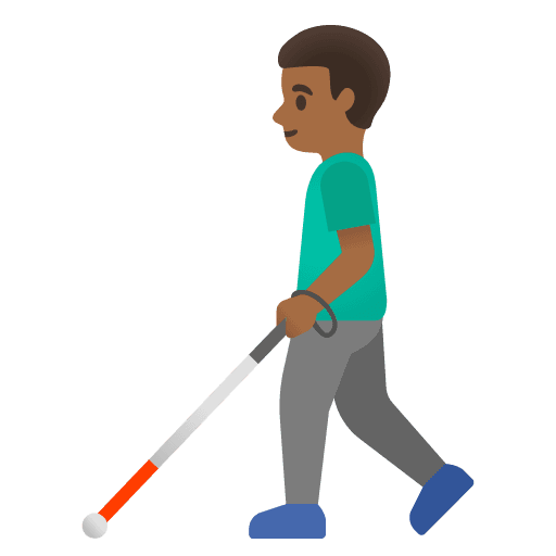 Man with White Cane: Medium-dark Skin Tone