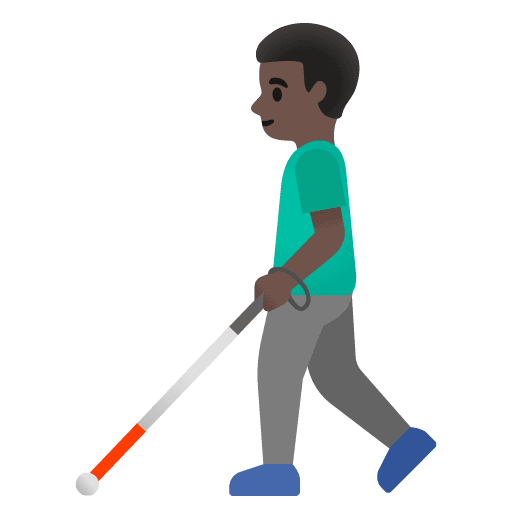 Man with White Cane: Dark Skin Tone