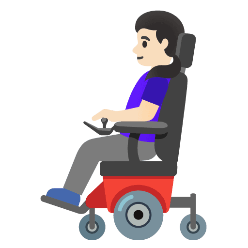 Woman in Motorized Wheelchair: Light Skin Tone