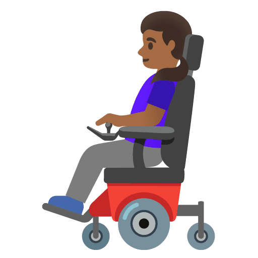 Woman in Motorized Wheelchair: Medium-dark Skin Tone