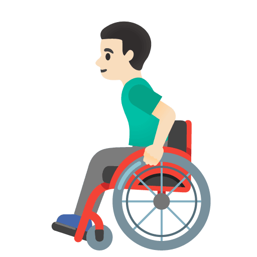 Man in Manual Wheelchair: Light Skin Tone
