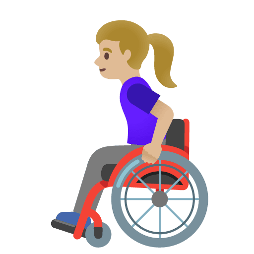 Woman in Manual Wheelchair: Medium-light Skin Tone