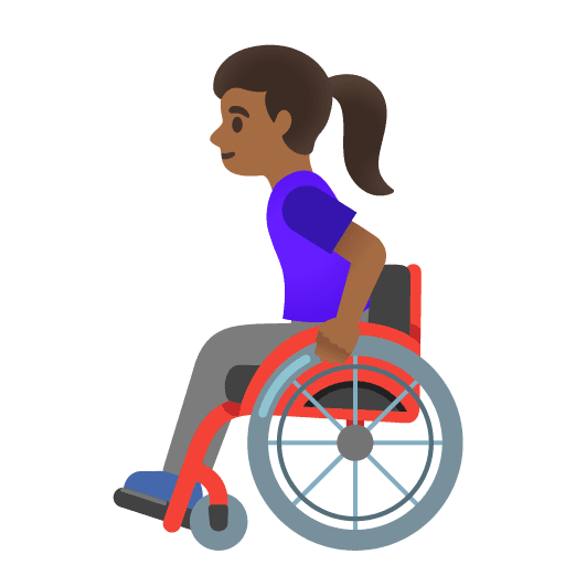 Woman in Manual Wheelchair: Medium-dark Skin Tone