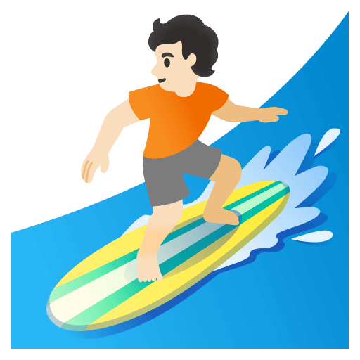 Person Surfing: Light Skin Tone