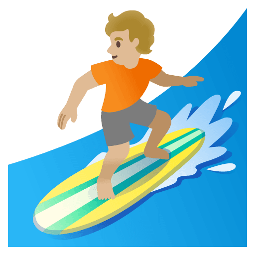 Person Surfing: Medium-light Skin Tone