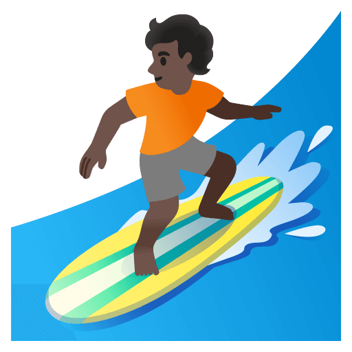 Person Surfing: Dark Skin Tone