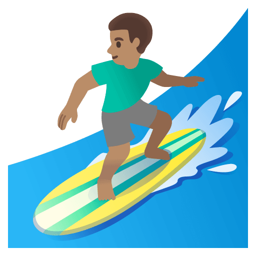 Man Surfing: Medium Skin Tone