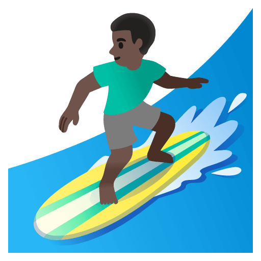 Man Surfing: Dark Skin Tone