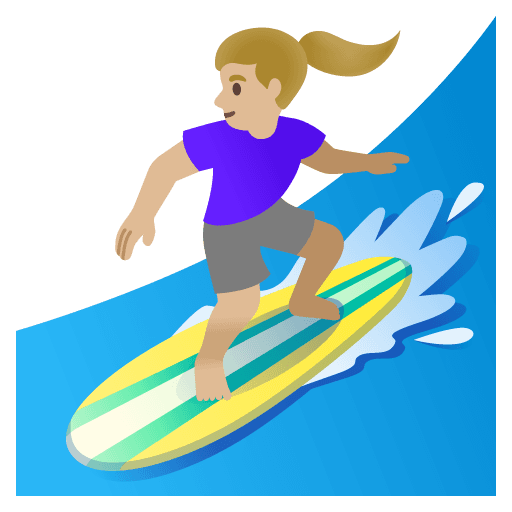 Woman Surfing: Medium-light Skin Tone