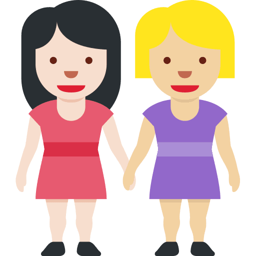 Women Holding Hands: Light Skin Tone, Medium-light Skin Tone