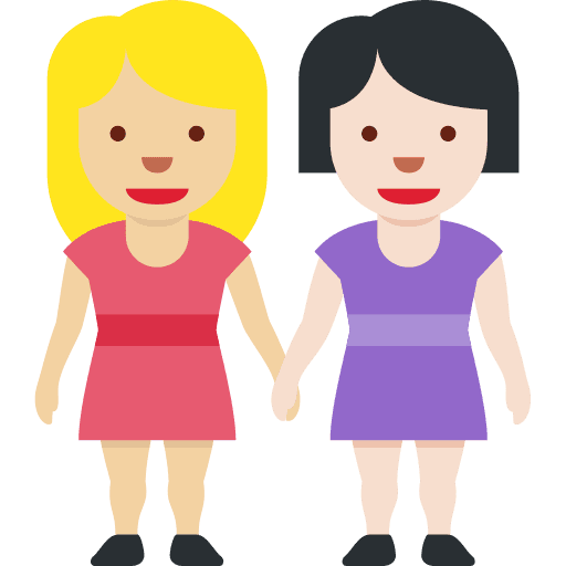 Women Holding Hands: Medium-light Skin Tone, Light Skin Tone