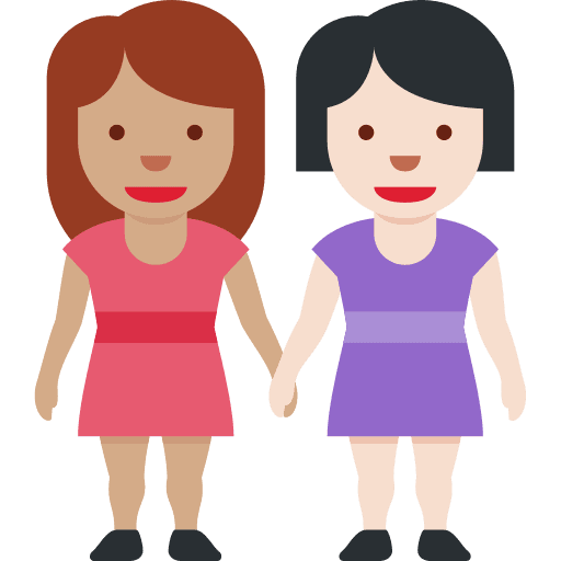 Women Holding Hands: Medium Skin Tone, Light Skin Tone