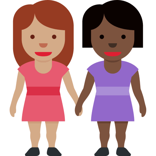 Women Holding Hands: Medium Skin Tone, Dark Skin Tone