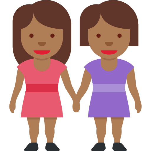 Women Holding Hands: Medium-dark Skin Tone