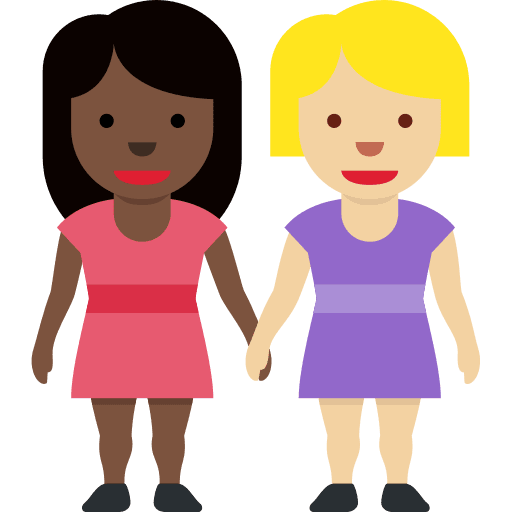 Women Holding Hands: Dark Skin Tone, Medium-light Skin Tone