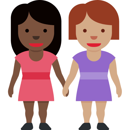 Women Holding Hands: Dark Skin Tone, Medium Skin Tone