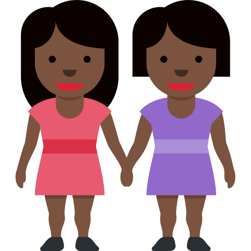 Women Holding Hands: Dark Skin Tone