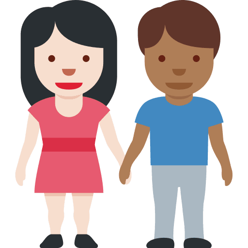 Woman and Man Holding Hands: Light Skin Tone, Medium-dark Skin Tone