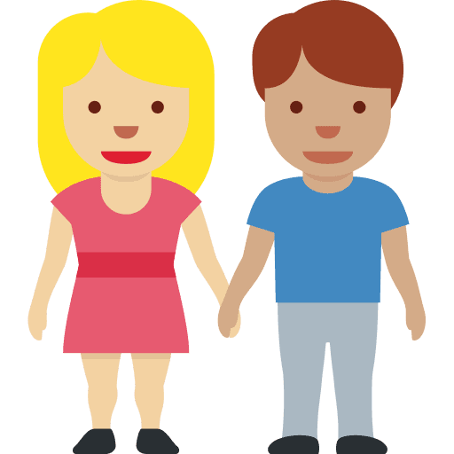 Woman and Man Holding Hands: Medium-light Skin Tone, Medium Skin Tone