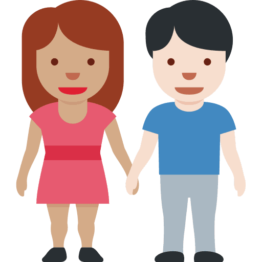 Woman and Man Holding Hands: Medium Skin Tone, Light Skin Tone