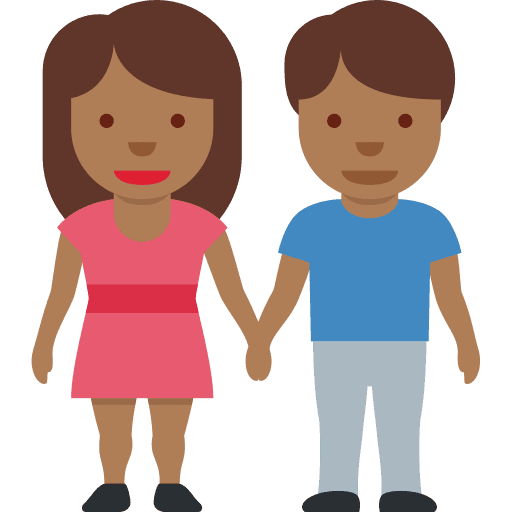 Woman and Man Holding Hands: Medium-dark Skin Tone