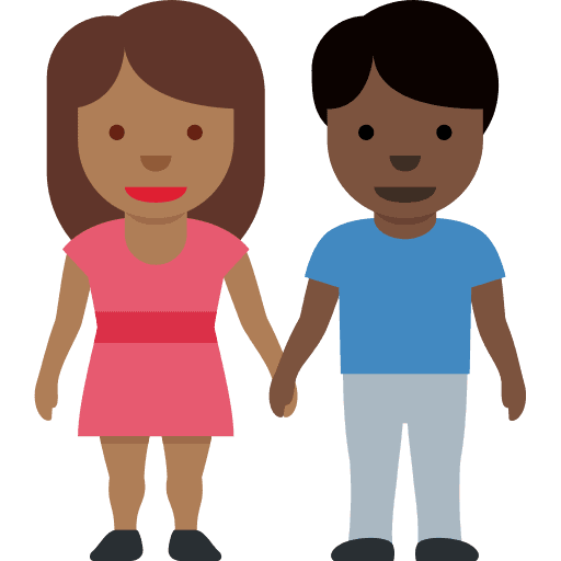 Woman and Man Holding Hands: Medium-dark Skin Tone, Dark Skin Tone