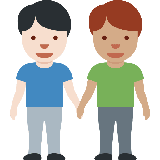 Men Holding Hands: Light Skin Tone, Medium Skin Tone