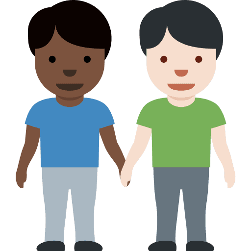 Men Holding Hands: Dark Skin Tone, Light Skin Tone