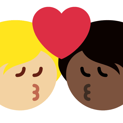 Kiss: Person, Person, Medium-light Skin Tone, Dark Skin Tone