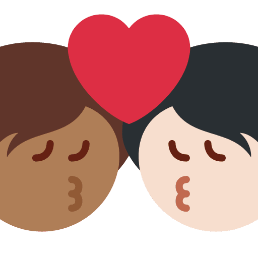 Kiss: Person, Person, Medium-dark Skin Tone, Light Skin Tone