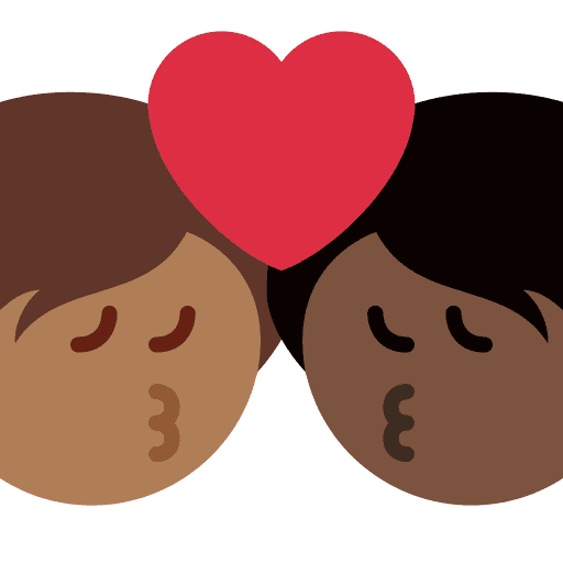 Kiss: Person, Person, Medium-dark Skin Tone, Dark Skin Tone