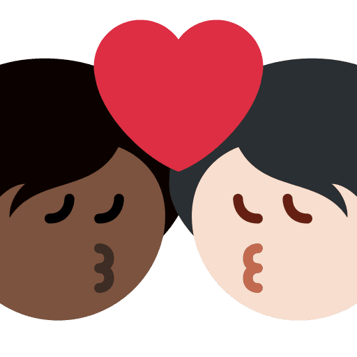 Kiss: Person, Person, Dark Skin Tone, Light Skin Tone