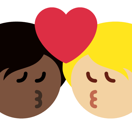 Kiss: Person, Person, Dark Skin Tone, Medium-light Skin Tone